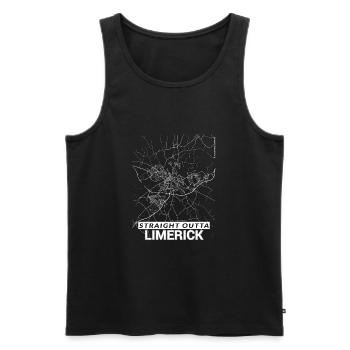 Straight Outta Limerick city map and streets - Men's Premium Organic Tank Top - black - Front - Michal (187cm)