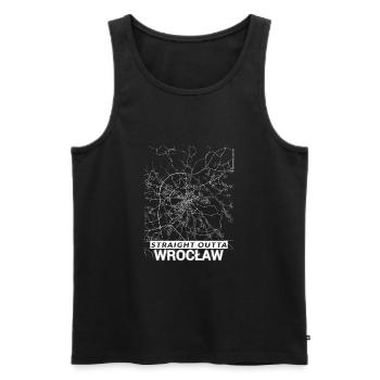 Plan et rues de Straight Outta Wroclaw - Débardeur bio Premium Homme - noir - Devant - Michal (187cm)