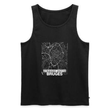 Plan et rues de Straight Outta Bruges - Débardeur bio Premium Homme - noir - Devant - Michal (187cm)