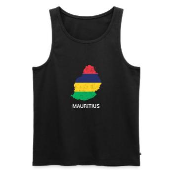 Mauritius (Maurice) Landkarte & Flagge - Männer Premium Bio Tank Top - Schwarz - Vorne - Michal (187cm)