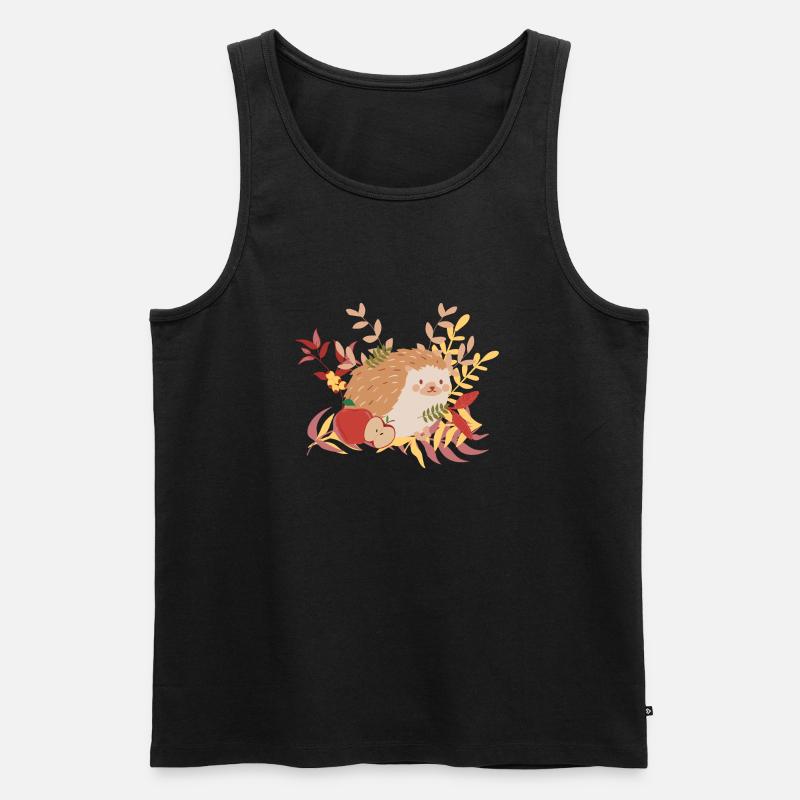 Autumn Hedgehog - Männer Premium Bio Tank Top - Schwarz
