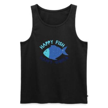 Happy Fish happy world - Männer Premium Bio Tank Top - Schwarz - Vorne - AI Model Male 178 light (178cm)