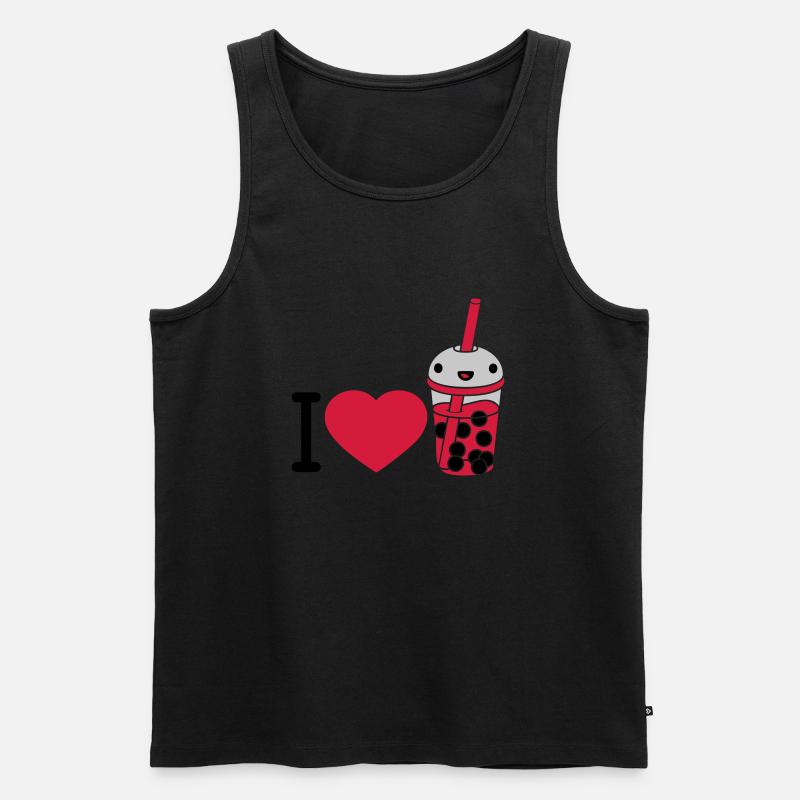 I Love Bubble Tea - Männer Premium Bio Tank Top - Schwarz