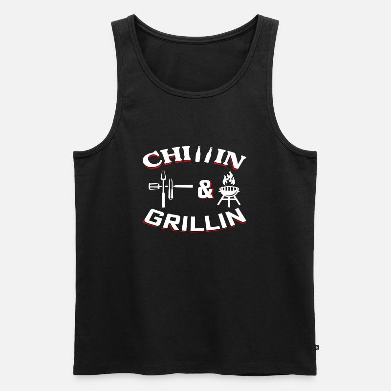 Chillin and Grillin - Männer Premium Bio Tank Top - Schwarz