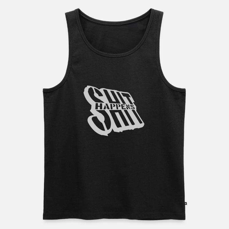 Witz Shit happens Humor - Männer Premium Bio Tank Top - Schwarz
