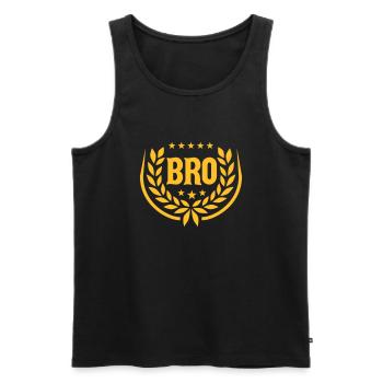 Logo du texte de la couronne de bro laurel - Débardeur bio Premium Homme - noir - Devant - Michal (187cm)