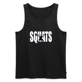 logo de squats gym - Débardeur bio Premium Homme - noir - Devant - AI Model Male 178 light (178cm)