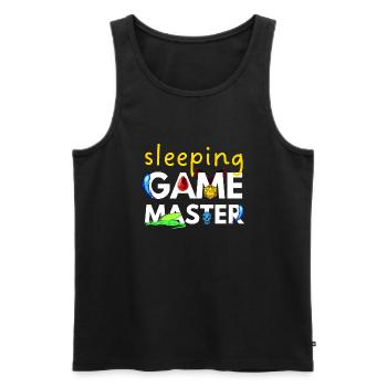 SLEEPING GAME MASTER DRAGONS ADVENTURES RPG - Men's Premium Organic Tank Top - black - Front - AI Model Male 178 light (178cm)