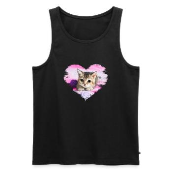 doux chaton dans un cœur - Débardeur bio Premium Homme - noir - Devant - Michal (187cm)