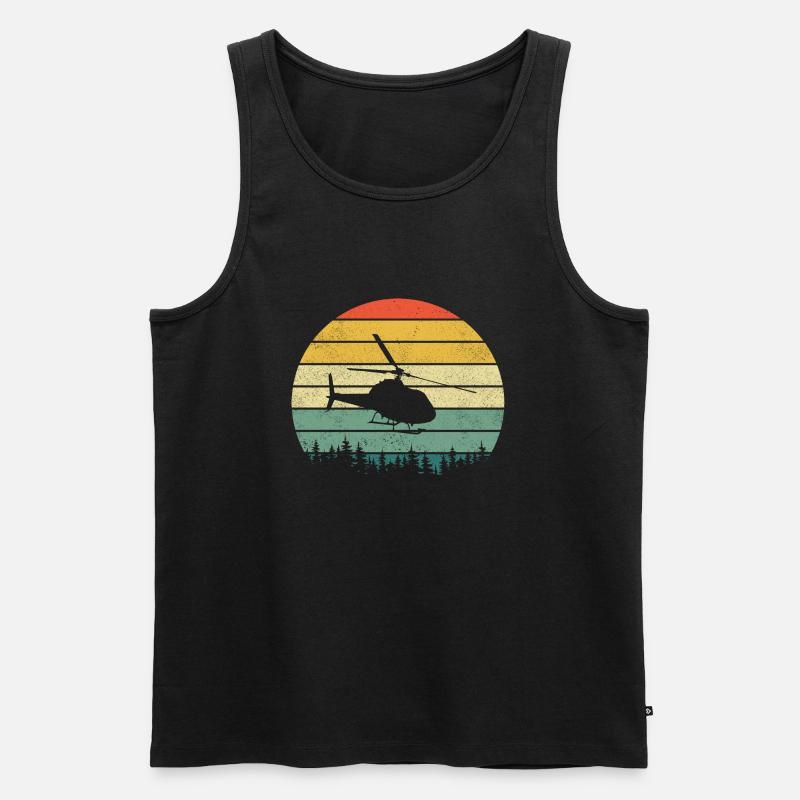 Hubschrauber Retro Pilot Helikopter Modelbau - Männer Premium Bio Tank Top - Schwarz