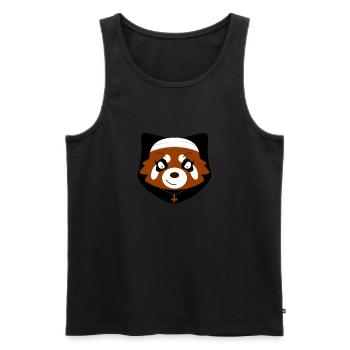 Panda roux déguisé en nonne pour Halloween - Débardeur bio Premium Homme - noir - Devant - Michal (187cm)