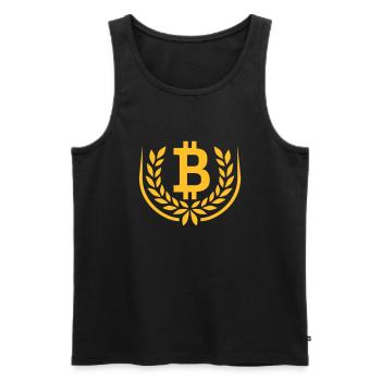Bitcoin Laurel Wreath Stars Armoiries - Débardeur bio Premium Homme - noir - Devant - Michal (187cm)