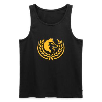 Armoiries Logo de couronne de laurier de loup - Débardeur bio Premium Homme - noir - Devant - Michal (187cm)
