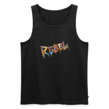 Rebel Rebels Drôle Musique Rétro Hip Hop Rocknroll - Débardeur bio Premium Homme - noir - Devant - Michal (187cm)