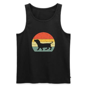 Dackel Dachshund Teckel Vintage Retro - Männer Premium Bio Tank Top - Schwarz - Vorne - Michal (187cm)
