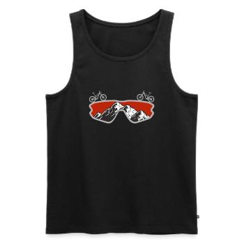 Mountainbike Brille Bergansicht - Männer Premium Bio Tank Top - Schwarz - Vorne - AI Model Male 178 light (178cm)