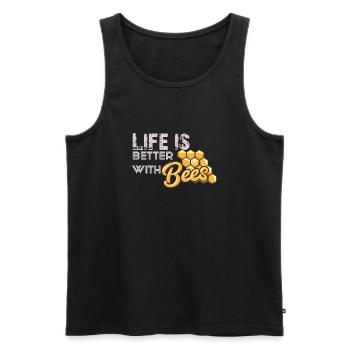 Life is better with bees - Männer Premium Bio Tank Top - Schwarz - Vorne - Michal (187cm)