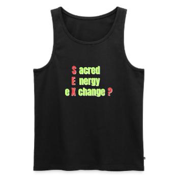 Sacred Energy Exchange - Men's Premium Organic Tank Top - black - Front - AI Model Male 178 light (178cm)