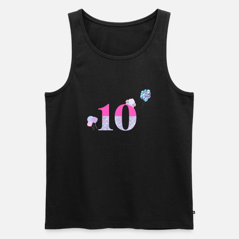 10-jähriges Jubiläum Meerjungfrau - Männer Premium Bio Tank Top - Schwarz