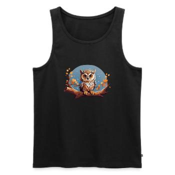 Starry Owl - Men's Premium Organic Tank Top - black - Front - AI Model Male 178 light (178cm)