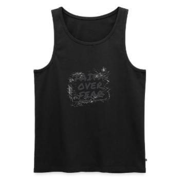 "Faith Over Fear" - Männer Premium Bio Tank Top - Schwarz - Vorne - Michal (187cm)