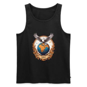 Weltfrieden auf der Erde - Männer Premium Bio Tank Top - Schwarz - Vorne - Michal (187cm)