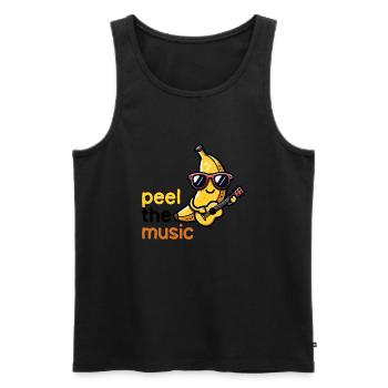 Peel the Groove: Kawaii Banana Guitarist - Men's Premium Organic Tank Top - black - Front - AI Model Male 178 light (178cm)