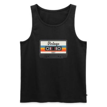 Cassette Vintage 1987 - Débardeur bio Premium Homme - noir - Devant - Michal (187cm)