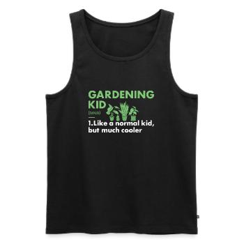 Jardinier Kid Définition Jardinage - Débardeur bio Premium Homme - noir - Devant - Michal (187cm)