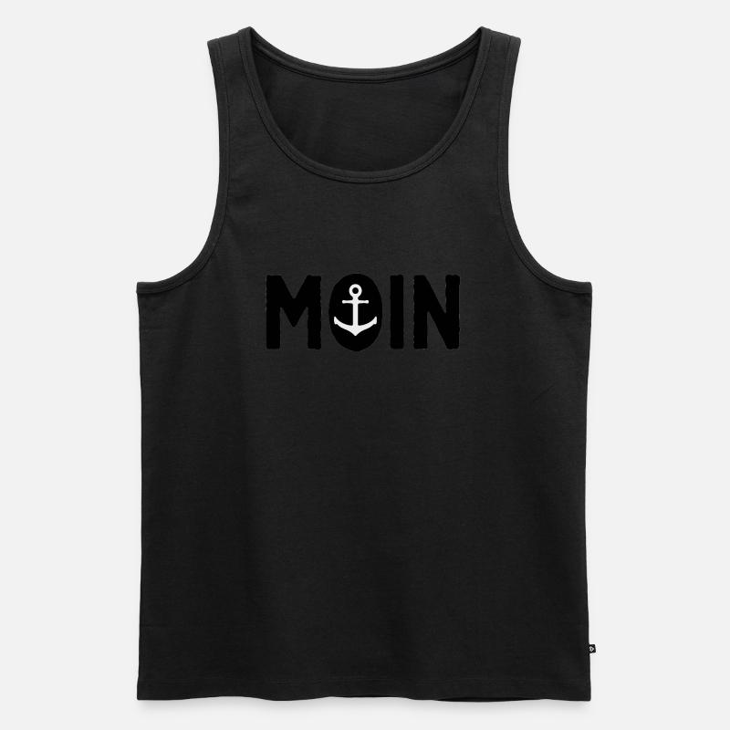 Moin mit Anker - Männer Premium Bio Tank Top - Schwarz