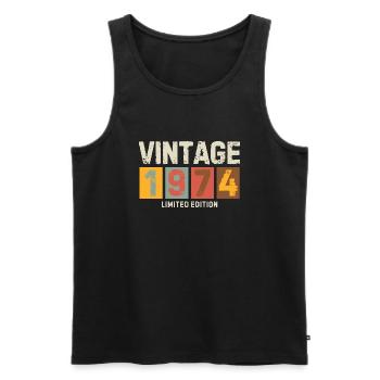 VINTAGE 1974 LIMITED EDITION Birthday gift idea - Men's Premium Organic Tank Top - black - Front - AI Model Male 178 light (178cm)