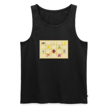 Letter case - Men's Premium Organic Tank Top - black - Front - AI Model Male 178 light (178cm)