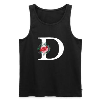 Lettre D floral rouge - Débardeur bio Premium Homme - noir - Devant - Michal (187cm)