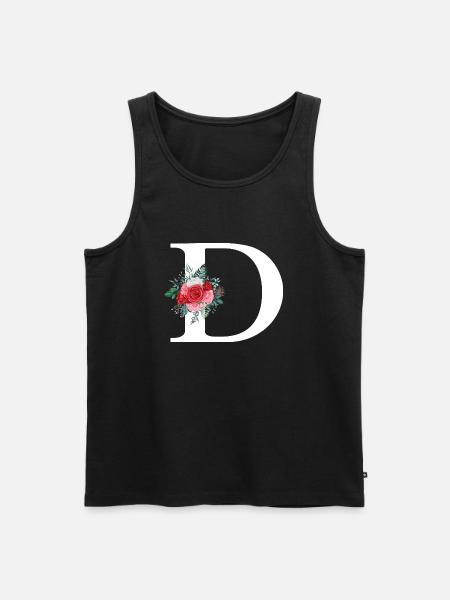 Red Floral Letter D - Men's Premium Organic Tank Top - black