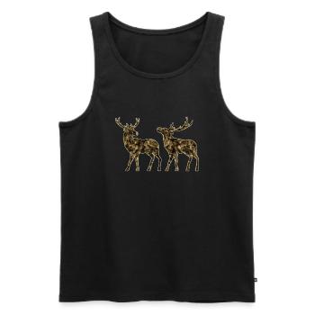 Hirsch - Männer Premium Bio Tank Top - Schwarz - Vorne - Michal (187cm)