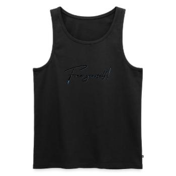 FREEYOURSELF! - Männer Premium Bio Tank Top - Schwarz - Vorne - AI Model Male 178 light (178cm)