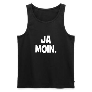 Ja Moin. - Guten Morgen - Nordsee - Ostsee - Anker - Männer Premium Bio Tank Top - Schwarz - Vorne - Michal (187cm)