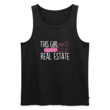 Cette fille vend des biens immobiliers - Agent immobilier - Débardeur bio Premium Homme - noir - Devant - AI Model Male 178 light (178cm)