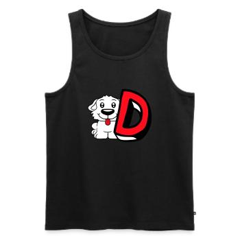 Chien D Lettre Chien Assis Petit Chien Mignon - Débardeur bio Premium Homme - noir - Devant - Michal (187cm)