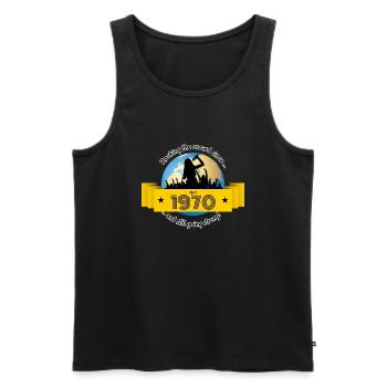 55. Geburtstag Rocking the crowd since 04/1970 - Männer Premium Bio Tank Top - Schwarz - Vorne - Michal (187cm)