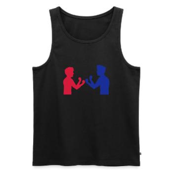 red blue 2 enemies friends team couple duel boxing ka - Men's Premium Organic Tank Top - black - Front - Michal (187cm)