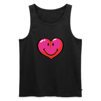 Smiley Heart - Débardeur bio Premium Homme - noir - Devant - AI Model Male 178 light (178cm)