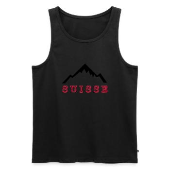 Mount Blanc - Suisse - Débardeur bio Premium Homme - noir - Devant - AI Model Male 178 light (178cm)