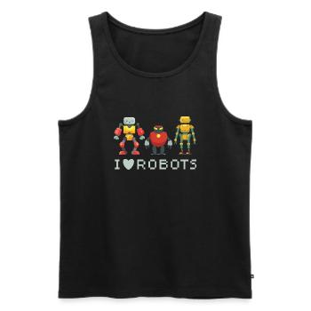 I Love Robots Three Androids Cute - Men's Premium Organic Tank Top - black - Front - Michal (187cm)