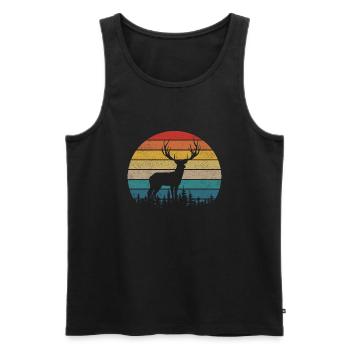 Deer Deer Retro Vintage Woodland Nature - Men's Premium Organic Tank Top - black - Front - Michal (187cm)