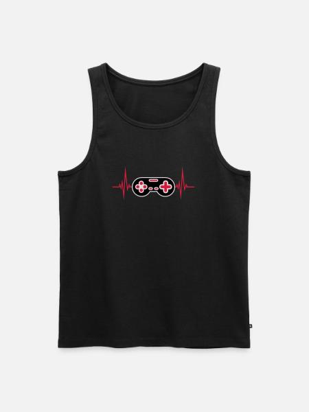 Pulse Heartbeat Retro Gamer - Men's Premium Organic Tank Top - black