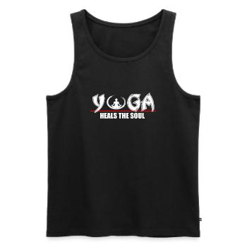 Yoga heilt die Seele - Männer Premium Bio Tank Top - Schwarz - Vorne - Michal (187cm)