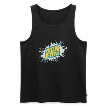 Conception du logo Puck Futin - Débardeur bio Premium Homme - noir - Devant - AI Model Male 178 light (178cm)