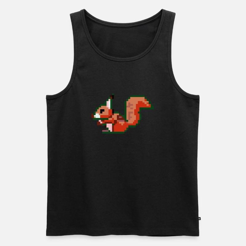 Eichhörnchen Pixel Art Geschenkidee - Männer Premium Bio Tank Top - Schwarz