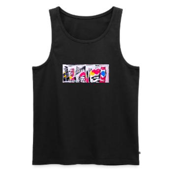 Retro Pop Art 80 Jahre Design - Männer Premium Bio Tank Top - Schwarz - Vorne - AI Model Male 178 light (178cm)